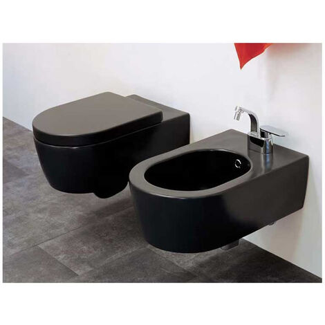 Coppia sanitari Sospesi LINK - FLAMINIA - Wc + Sedile + Bidet - Colore Carbone Opaco (1/5)