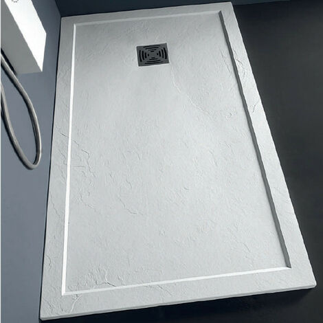 Piatto Doccia 72x90cm Bianco con Bordo Piletta di Scarico Inclusa (1/4)