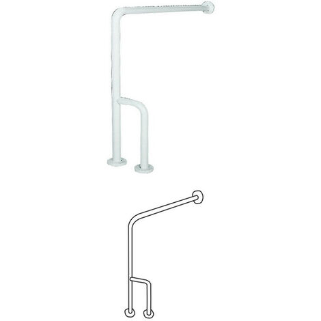 MANIGLIONE RIBALTABILE BAGNO DISABILI 80cm ACCIAIO ZINCATO