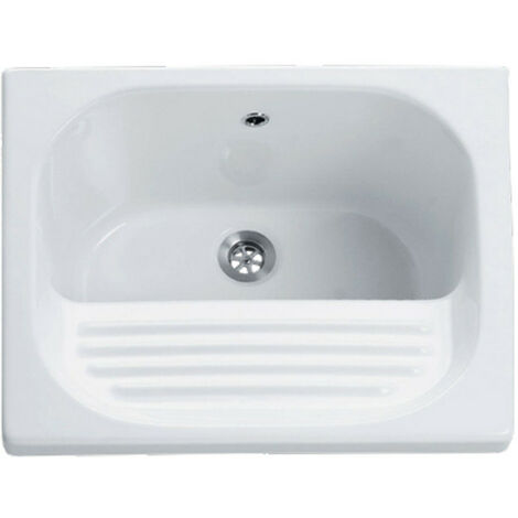 Lavapanni 60x60xh40 cm - Ceramica - Bianco Lucido - Lavanderia
