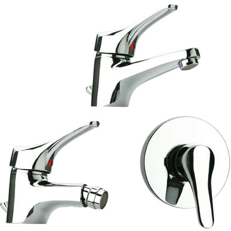Tris di Miscelatori Paini - Bidet + Lavabo + Doccia - Ottone Cromato (1/5)