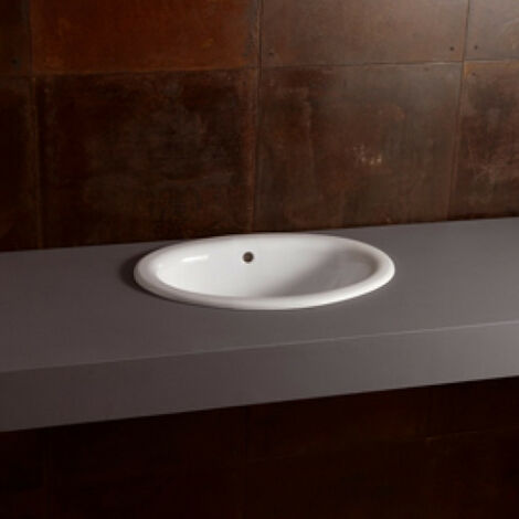 Lavabo a Incasso 57x47xh17 cm - Monoforo - Linee Morbide - In Ceramica - Bianco Lucido (1/3)