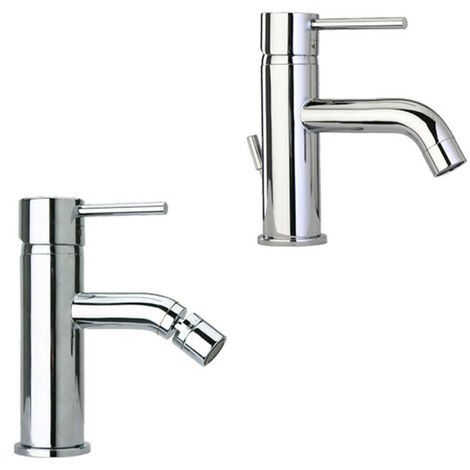 Coppia di Miscelatori Paini - Bidet + Lavabo - Leva Sottile Minimal - Finitura Cromata