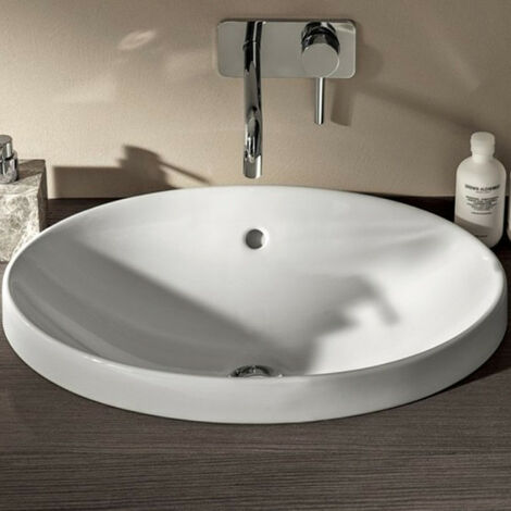 Lavabo a Incasso 55x 40xh17.8 cm - GEBERIT Linee Morbide - In Ceramica - Soprapiano - Bianco