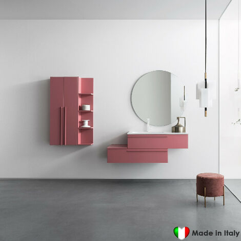 Mobile Bagno COMPAB da 105+105 cm - Asimmetrico - Made in Italy - Color  Peonia - Lavabo Consolle