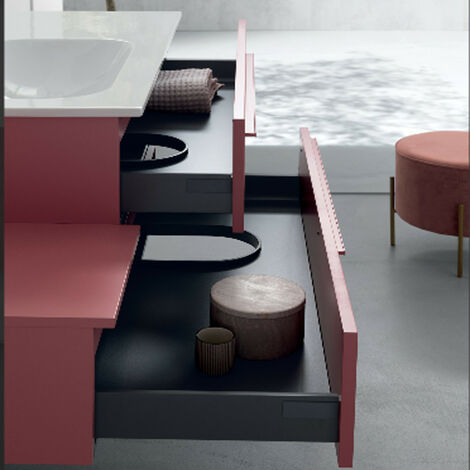 Mobile Bagno COMPAB da 105+105 cm - Asimmetrico - Made in Italy - Color  Peonia - Lavabo Consolle