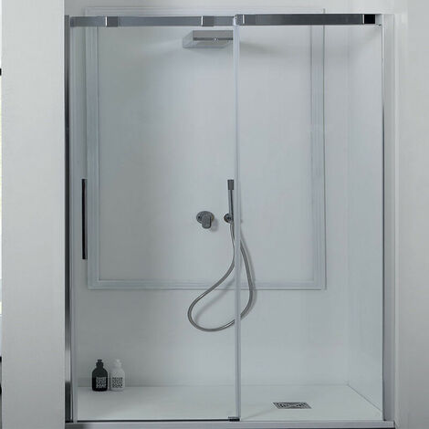 Box Doccia a Nicchia 145 cm 8PSC15 Porta Scorrevole - Altezza 200 cm - Apertura e Chiusura Soft Close Anticalcare Sgancio Rapido