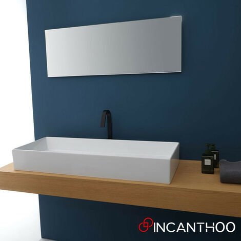 Lavabo d'Appoggio 80x40xh14 cm - Bordo Sottile - Forma Rettangolare - Mod. ZENITH - Design Moderno (1/5)
