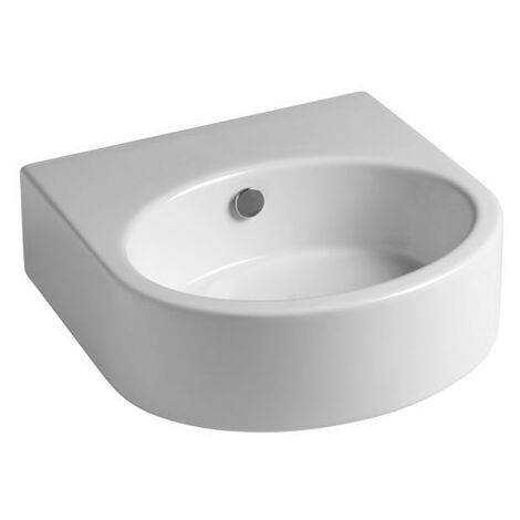 Lavabo da Appoggio a Parete o Sospeso 45x44xh14 cm in Ceramica Bianco Lucido - Monoforo (1/5)