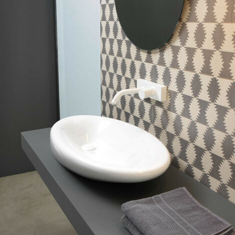 Lavabo d'Appoggio da 90 cm - Design Moderno - Ceramica Lucido (1/5)