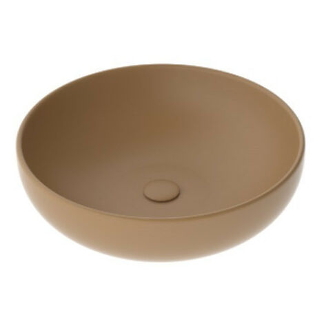 Lavabo a Bacinella d'Appoggio - Diametro 45 cm - Colore Castagna Mat - Ceramica Smaltato (1/3)