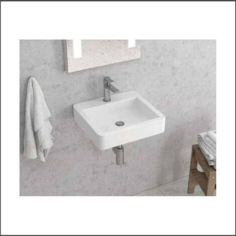 Lavabo Sospeso 45x42xh10 cm In Ceramica - Con Foro Troppopieno (1/2)