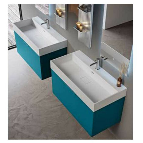 Mobile Bagno PREMIUM - Nero Opaco - da 70 cm - Made in Italy - Lavabo Consolle In Resina (1/5)