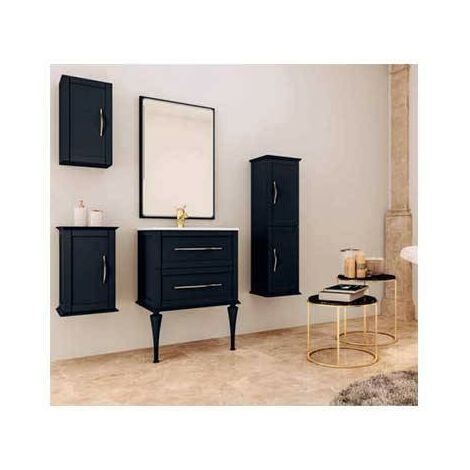 Mobile Bagno Tiffany 75 cm Sospeso Grafite Base 2 Cassettoni - Lavabo in Ceramica (1/5)