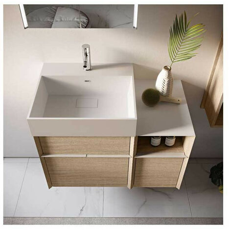 Mobile Bagno Space50 cm SospesoRovere Bruges Base 2 cassetti - Lavabo in Resina (1/5)