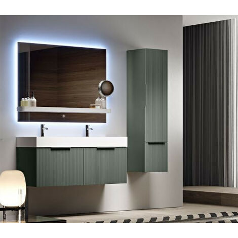 Mobile bagno Top con lavabo in appoggio vano poro noce cassettiera e colonna tortora milano specchio lampada e p.asciugamano L 120 x P 46 | Leroy Merlin