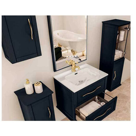 Mobile Bagno Tiffany 75 cm Sospeso Verde Opaco Base 2 Cassettoni - Lavabo  in Ceramica