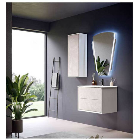 Mobile Bagno Bellagio70 cm SospesoBianco Opaco Base 2 cassetti - Lavabo in Resina (1/5)
