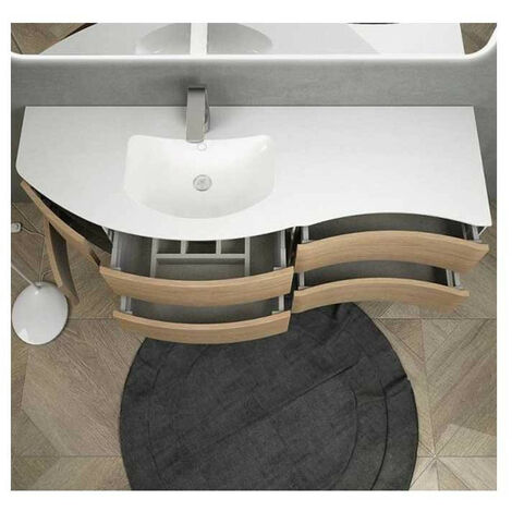 Mobile Bagno Soho151 cm SospesoRovere Tabacco Base 4 cassetti e 2 ante - Lavabo in Resina (1/5)