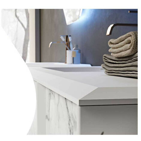 Mobile Bagno Bellagio70 cm SospesoFrontali in Vetro Marmorizzato Light Onice  Base 2 cassetti - Lavabo in Resina