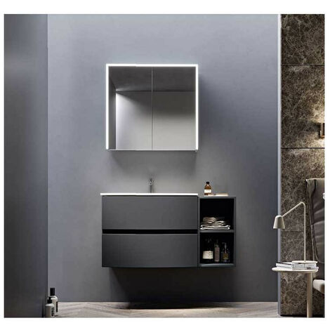 Mobile Bagno Elettra105 cm SospesoGrafite Base 2 cassetti e 2 vani a giorno - Lavabo in Resina (1/5)