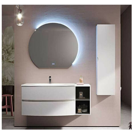 Mobile Bagno Elettra100 cm SospesoBianco Opaco Base 2 cassetti - Lavabo in Resina (1/5)
