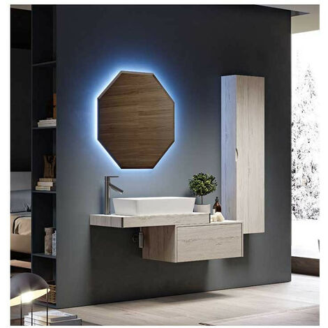 Mobile Bagno Tavolone60 cmRovere Sbiancato Staffe Incluse