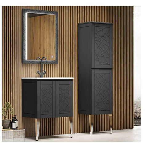 Mobile Bagno America120 cm SospesoBianco Opaco Base 4 ante - Lavabo in Ceramica (1/5)