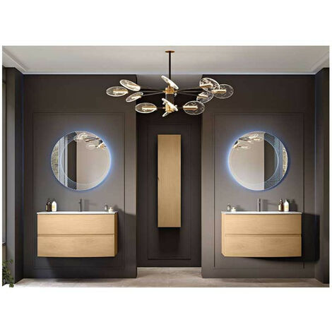 Mobile Bagno Elettra130 cm SospesoRovere Tabacco Base 2 cassetti e 2 vani a giorno - Lavabo in Resina (1/5)