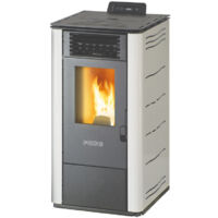 Stufa a Pellet FOCO Bianco - Basic Steel 10 - Classe Energetica A+ - Stile Minimale - Ventilazione Frontale