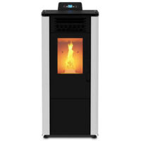 Stufa a Pellet FOCO Bianco - Basic Steel 8 Classe Energetica A+ - Stile Minimale - Ventilazione Frontale