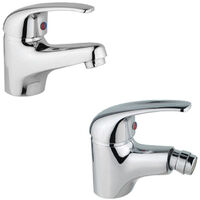 Coppia di Miscelatori - Bidet + Lavabo - Stile Easy - Moderno - In Ottone Cromato