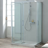 Box Doccia FLEX 70x100x70 cm - Altezza 200 cm A Muro con Doppia Porta Scorrevole in Cristallo - 3 Lati Reversibile