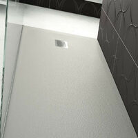 Piatto Doccia Tagliabile 90x100 cm Marmo Resina Con Griglia in Acciaio - Bianco