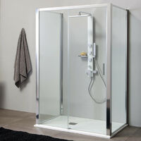 Bo x Doccia a Muro 3 Lati - Dim. 80 x 100 x 80 cm - con Porta Scorrevole Abbinata a 2 Lati Fissi