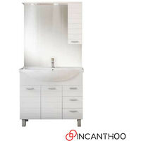 Mobile Bagno con Pensile - 75 cm 2 Ante e 3 Cassetti + Specchio + Faretti Colore BIANCO
