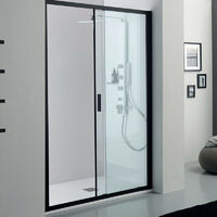 Bo x Doccia a Nicchia con Porta Scorrevole Reversibile - 120 cm - Altezza 200 cm - Colore Nero