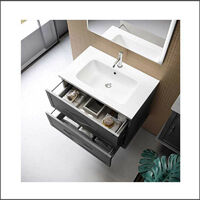 Mobile Bagno Tiffany 100 cm Sospeso Grafite Base 2 Cassettoni - Lavabo in Ceramica