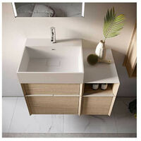 Mobile Bagno Space50 cm SospesoRovere Bruges Base 2 cassetti - Lavabo in Resina