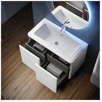 Mobile Bagno Icona95 cm SospesoVerde Opaco Base 2 cassetti - Lavabo in Resina