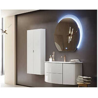 Mobile Bagno Eden120 cm SospesoBianco Lucido Base 2 cassetti e 2 ante - Lavabo in Resina