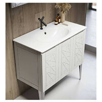 Mobile Bagno America90 cm SospesoBianco Opaco Base 3 ante - Lavabo in Ceramica