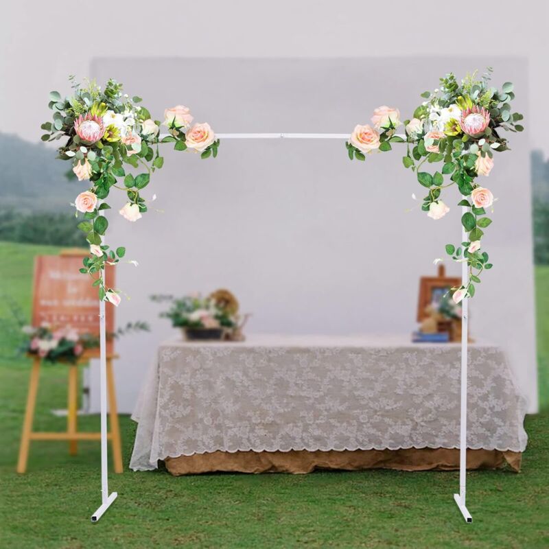 Arche De Mariage En Métal Blanche - Dimensions 2,3 X 2,3 M - Support Jusqu'à 5 Kg - Pour Décoration Mariage, Anniversaire, Remise De Diplôme