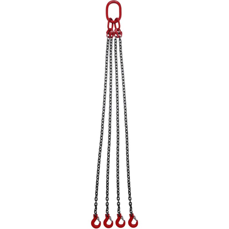 Chaîne Forestière 8 Mm - 4000 DaN - 4 M - Crochet Tête De Fourche - Anneau Suspension - Qualité 8 EN818-2