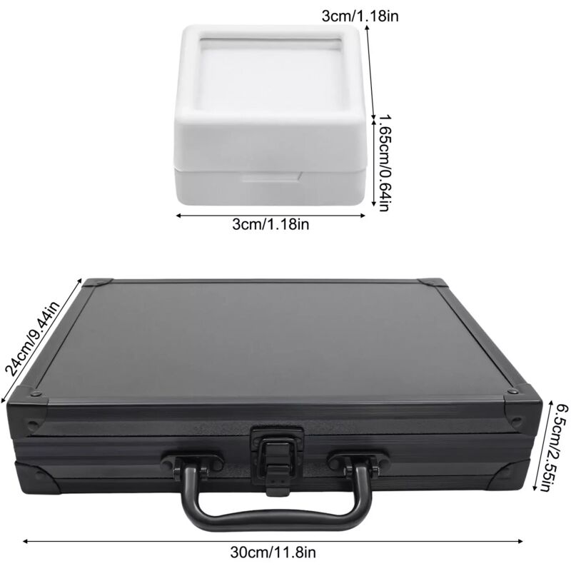 24 Compartiments Boîte De Rangement En Velours Avec Clair Couvercle, Velours Plateau De
