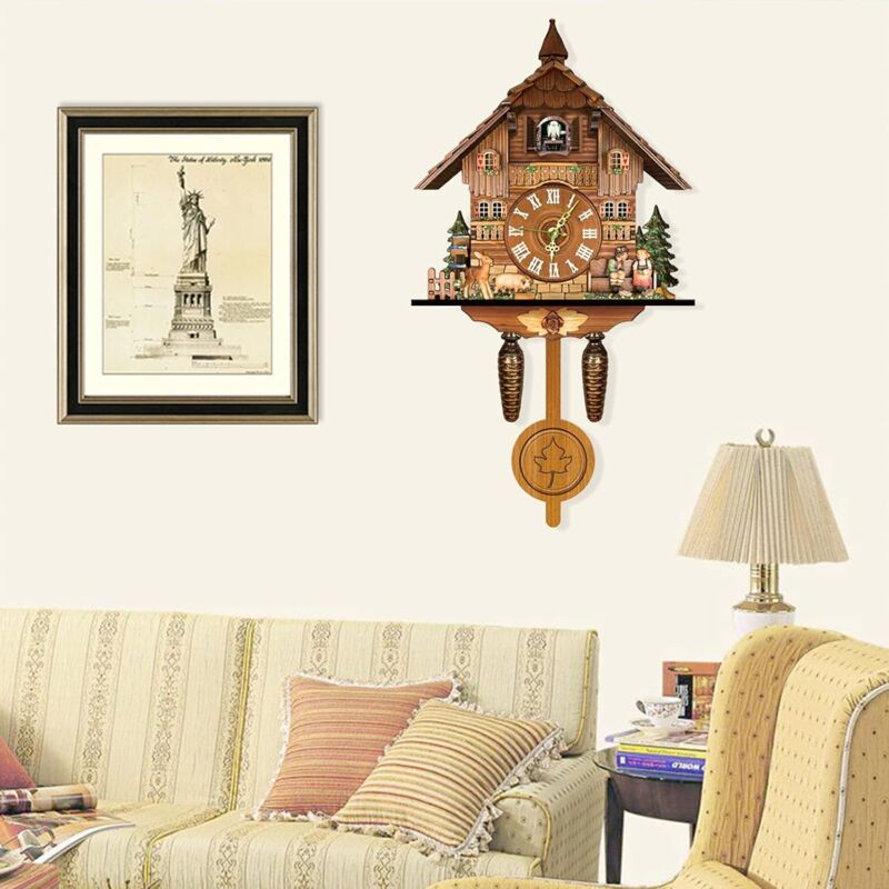 Grande horloge murale rustique en bois avec papillon - 38,1 cm