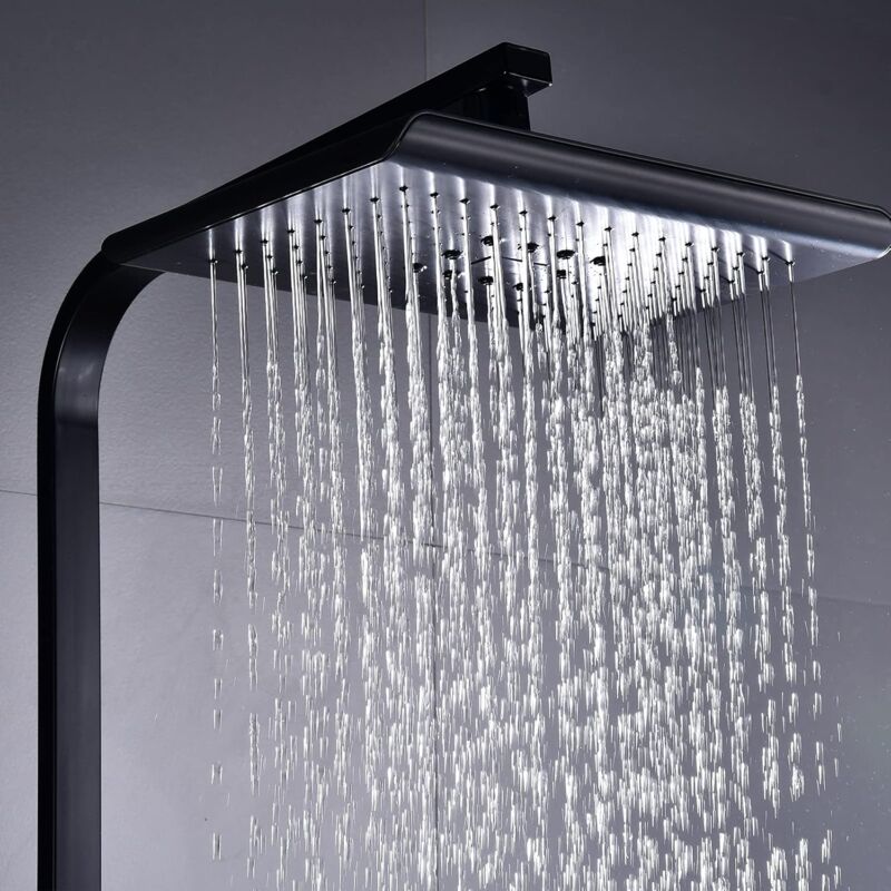 TIPOK Système De Douche Noir Avec Robinet De Baignoire Avec Pommeau De Douche à Effet Pluie De 25,4 Cm Et Pommeau De Douche à Main Baignoire 3