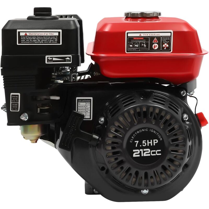 Moteur Essence 4 Temps 15CV - 9,7kW Refroidi à Air - Pour Kart/tondeuse - Réservoir 6,5L - Noir