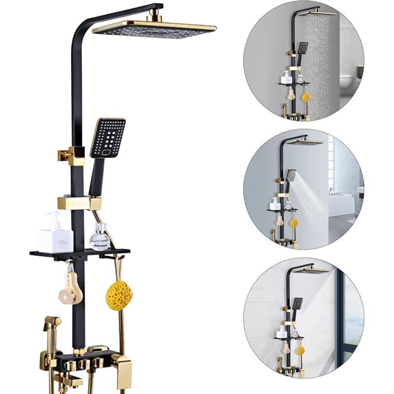 Ensemble De Douche à Effet Pluie Noir Mat De 20,3 Cm Avec