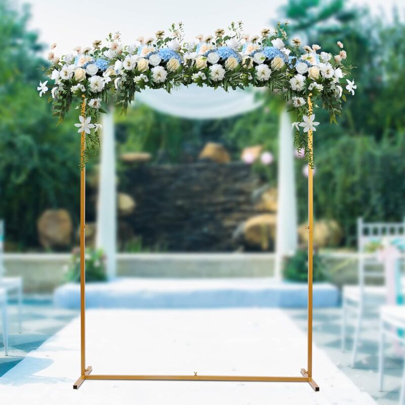 Montgolfière Arch Stand 7.7ft Mariage En Métal Arch Cadre Back Shift Stand Coeur Arc Fond Floral Décoration Cérémonie De Mariage Fête D'anniversaire Nuptiale Douche Anniversaire (or